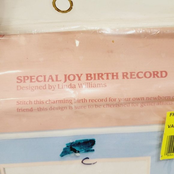 Vintage NIP 1989 From the Heart Special Joy Birth Record Cross Stitch Kit - Picture 4 of 7